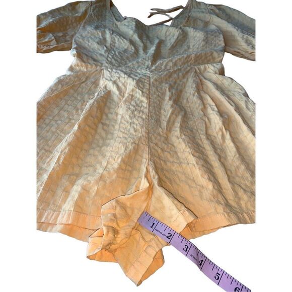 ASOS Yellow Seersucker Puff Sleeve Lace Up Back Romper - Picture 10 of 12